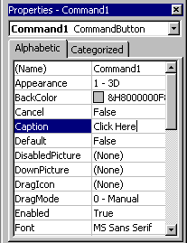 Command Button Properties