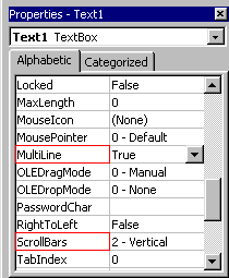 Text Box MultiLine and ScrollBars Property