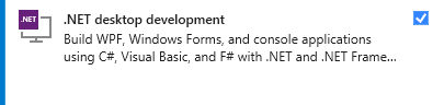 .NET desktop development workload