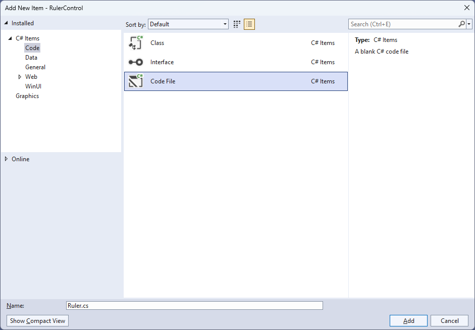 Add New Code File