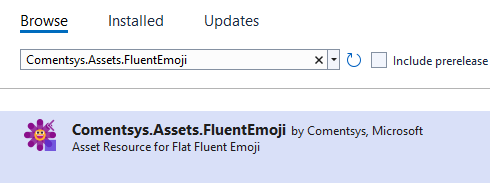 NuGet Package Manager Comentsys.Assets.FluentEmoji