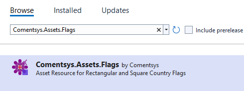 NuGet Package Manager Comentsys.Assets.Flags
