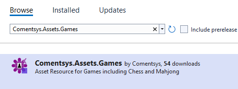 NuGet Package Manager Comentsys.Assets.Games