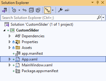 Solution Explorer App.xaml