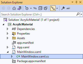 Solution Explorer MainWindow.xaml.cs