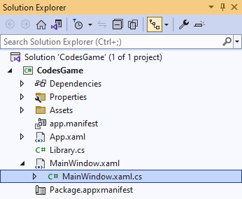 Solution Explorer MainWindow.xaml.cs