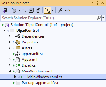 Solution Explorer MainWindow.xaml.cs