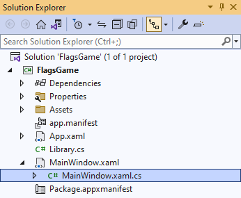 Solution Explorer MainWindow.xaml.cs