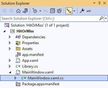 Solution Explorer MainWindow.xaml.cs