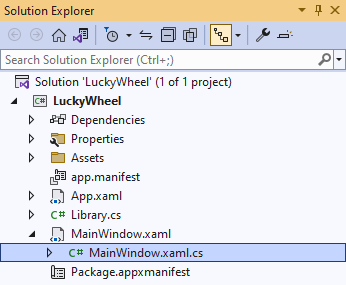 Solution Explorer MainWindow.xaml.cs