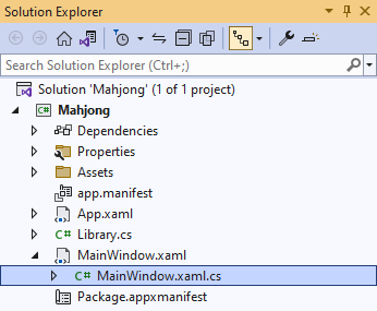 Solution Explorer MainWindow.xaml.cs