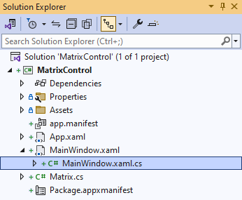 Solution Explorer MainWindow.xaml.cs