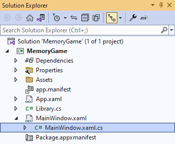 Solution Explorer MainWindow.xaml.cs
