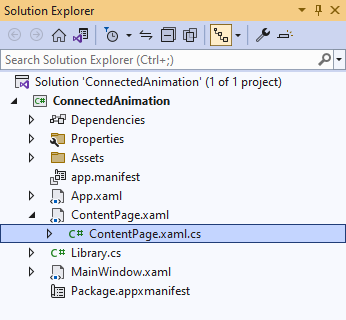 Solution Explorer ContentPage.xaml.cs