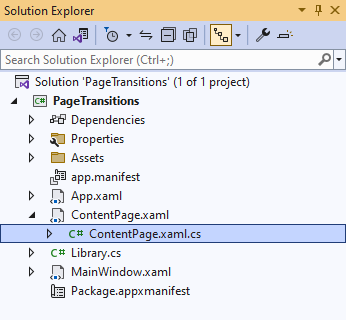 Solution Explorer ContentPage.xaml.cs