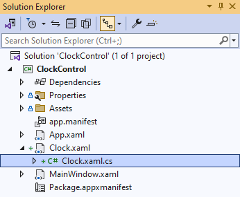 Solution Explorer Clock.xaml.cs