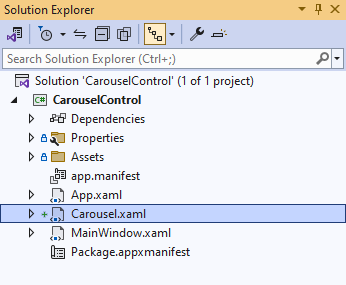 Solution Explorer Carousel.xaml