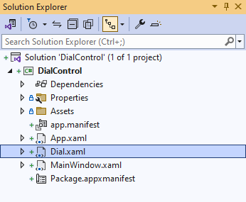 Solution Explorer Dial.xaml