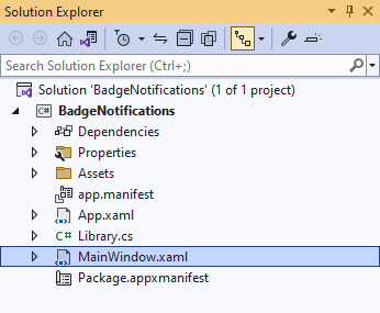 Solution Explorer MainWindow.xaml