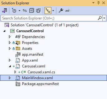 Solution Explorer MainWindow.xaml