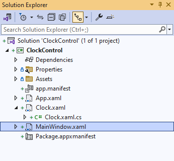 Solution Explorer MainWindow.xaml