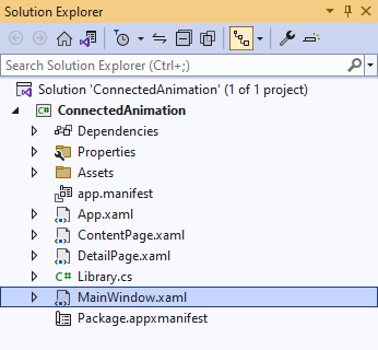 Solution Explorer MainWindow.xaml