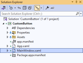 Solution Explorer MainWindow.xaml