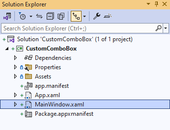 Solution Explorer MainWindow.xaml