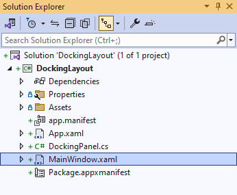 Solution Explorer MainWindow.xaml