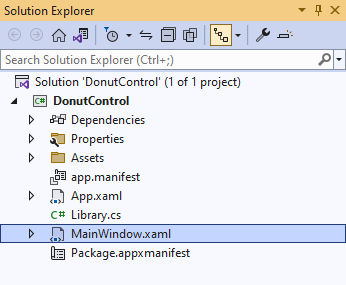 Solution Explorer MainWindow.xaml