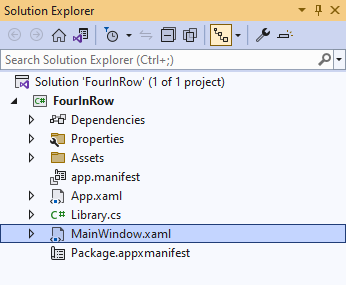 Solution Explorer MainWindow.xaml