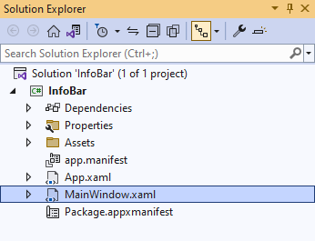 Solution Explorer MainWindow.xaml