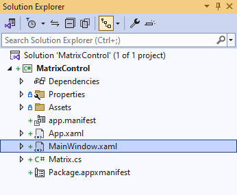 Solution Explorer MainWindow.xaml