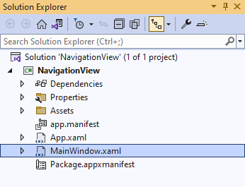 Solution Explorer MainWindow.xaml