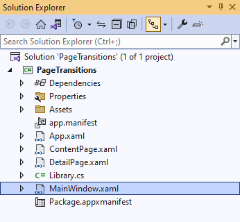 Solution Explorer MainWindow.xaml