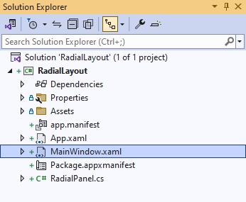 Solution Explorer MainWindow.xaml