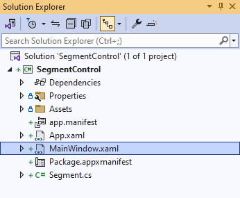 Solution Explorer MainWindow.xaml