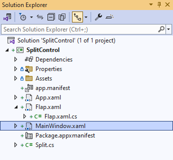 Solution Explorer MainWindow.xaml