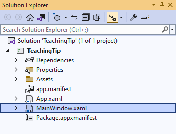 Solution Explorer MainWindow.xaml