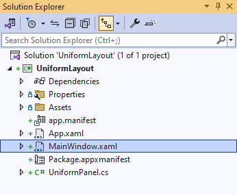 Solution Explorer MainWindow.xaml